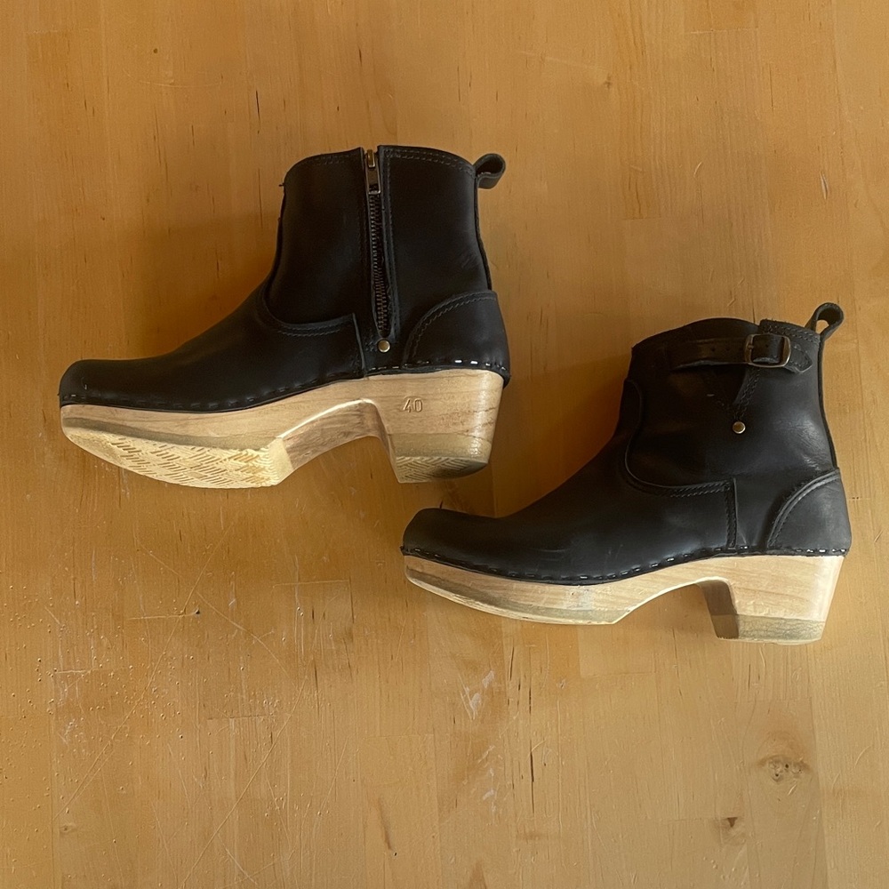 No 6 Black Leather Clog Buckle Boot - Size 40 - Picture 2 of 16